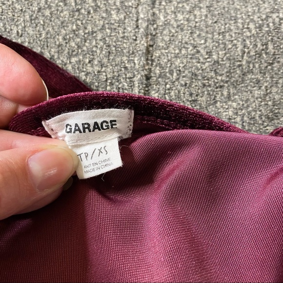 Garage Rich Wine Velvet Crop Tank Top - Picture 9 of 10